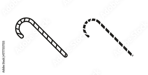 Candy Cane icon with glyph and line. black vector icons for Web UI