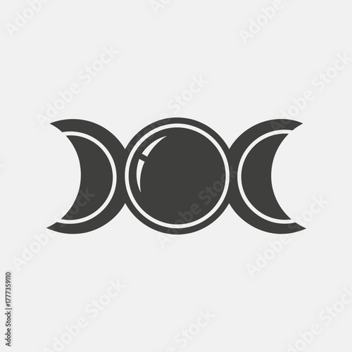 Triple moon goddess symbol with crescent moons and a central circle.