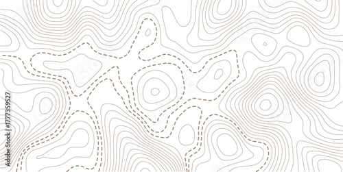 Abstract topo contour map on white background, Topographic map Topographic contour lines map seamless pattern.. Abstract mountain terrain map background with abstract shape line texture.