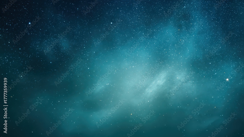 Obraz premium Celestial Blue and Turquoise Nebula Galaxy Backdrop with Stars