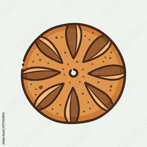 Round bread with scored pattern and a hole in the center.