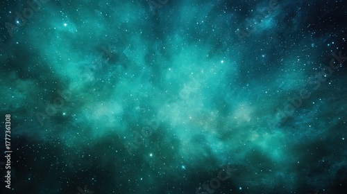 Dreamy Turquoise Nebula: Galaxy Cloudscape with Stars