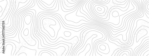 Topographic map seamless pattern contour lines on white background vector illustration for geography or cartography design