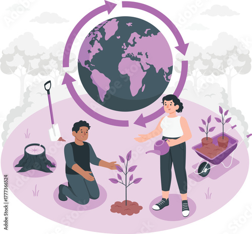 People planting trees around the globe for environmental conservation ecology