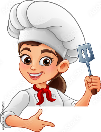 Smiling female chef charact...
