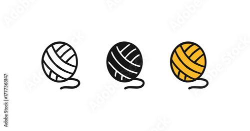 Minimalist yarn ball trio in monochrome and color