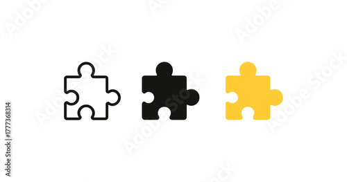 Minimalist puzzle piece icons in linear and bold styles