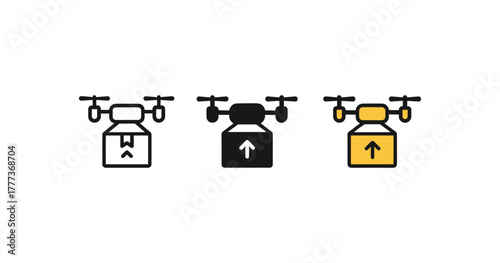 Minimalist drone delivery icons for modern technology concepts