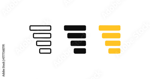 Colorful horizontal bar chart icons in minimalist style
