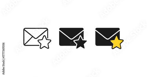 Email inbox icons with star symbols in linear and solid styles