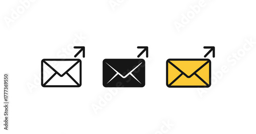 Flat email icons with arrow indicating outgoing messages