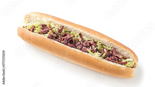 Long sandwich on white