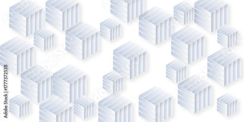 3d modeling cubes Illustration decoration seamless white line material pattern square design. Seamless line wave pattern geometric fabric vintage textile illustration.