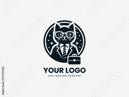 Free Download Smart cat wearing suit and tie representing intelligence confidence and modern business identity vector illustration - GFXLoad