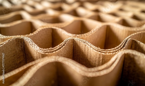 Corrugated cardboard close-up for recycling, packaging, and sustainable business practices. Logistics and supply chain systems with eco-friendly boxes and shipping solutions designed, Generative AI