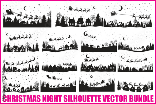 Wallpaper Mural Christmas Night Silhouette Set Torontodigital.ca