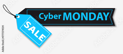 Cyber Monday sale price tag design template. Vector stock illustration. 