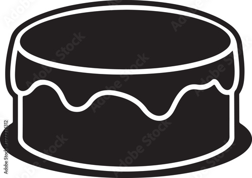 Black Silhouette Icon of a Drizzled Round Cake dessert