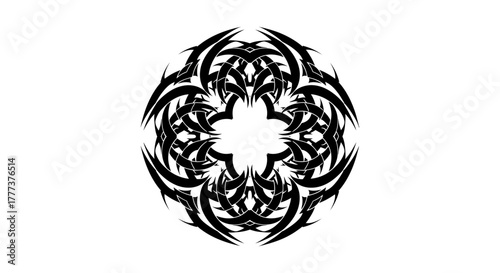 Abstract Geometric Pattern in Black and White with symmetrical Design Form