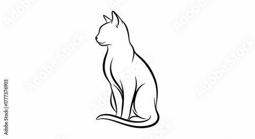 Elegant feline outline illustration featuring a sleek silhouette against a white backdrop