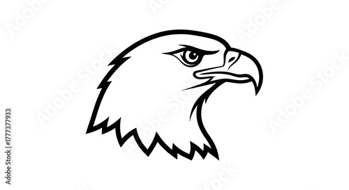 Bold outline of an eagle's head, showcasing a fierce gaze and sharp, defined features ideal for