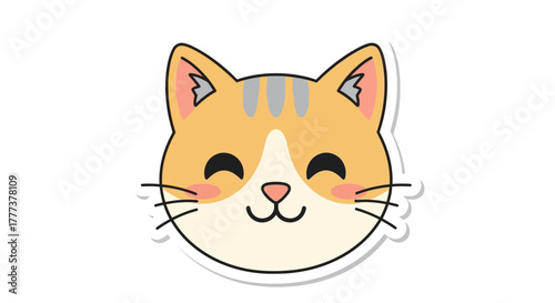 Adorable cartoon cat face with cute and gentle expression perfect for creative projects like
