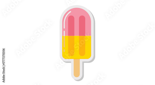 Colorful popsicle with pink and yellow layers, a refreshing summer treat illustration
