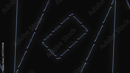 Neon Glowing Line Pattern Background Animation on Black Background- 4K
