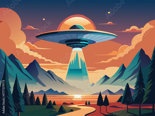 colorful illustration of a UFO
