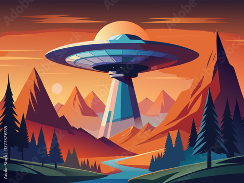 colorful illustration of a UFO
