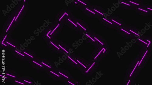 Neon Glowing Line Pattern Background Animation on Black Background- 4K