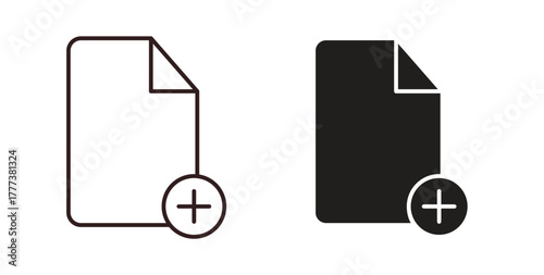 Add document icon concept set. Simple icon collection