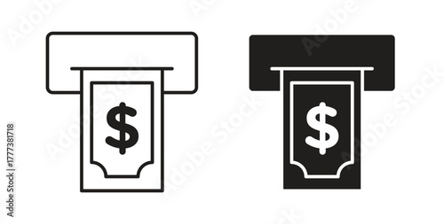atm cash icon concept set. Simple icon collection
