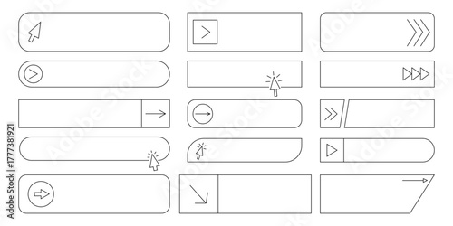 Click Action Register Now Bar Icon. Here, Call and Find Button. Vector Line Pictogram