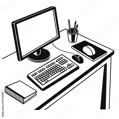 Desktop Computer with Devices Icon Vector Design
