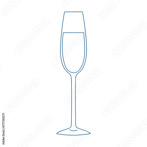 Elegant sparkling glass filled with champagne on a minimalistic white background showcasing sophistication for celebrations
