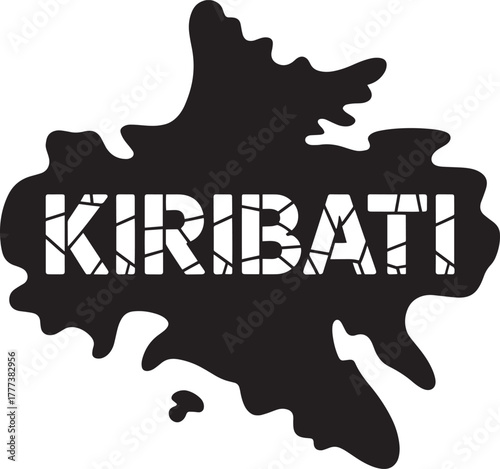 Kiribati map vector silhouette geographic shape Oceania island nation distressed text