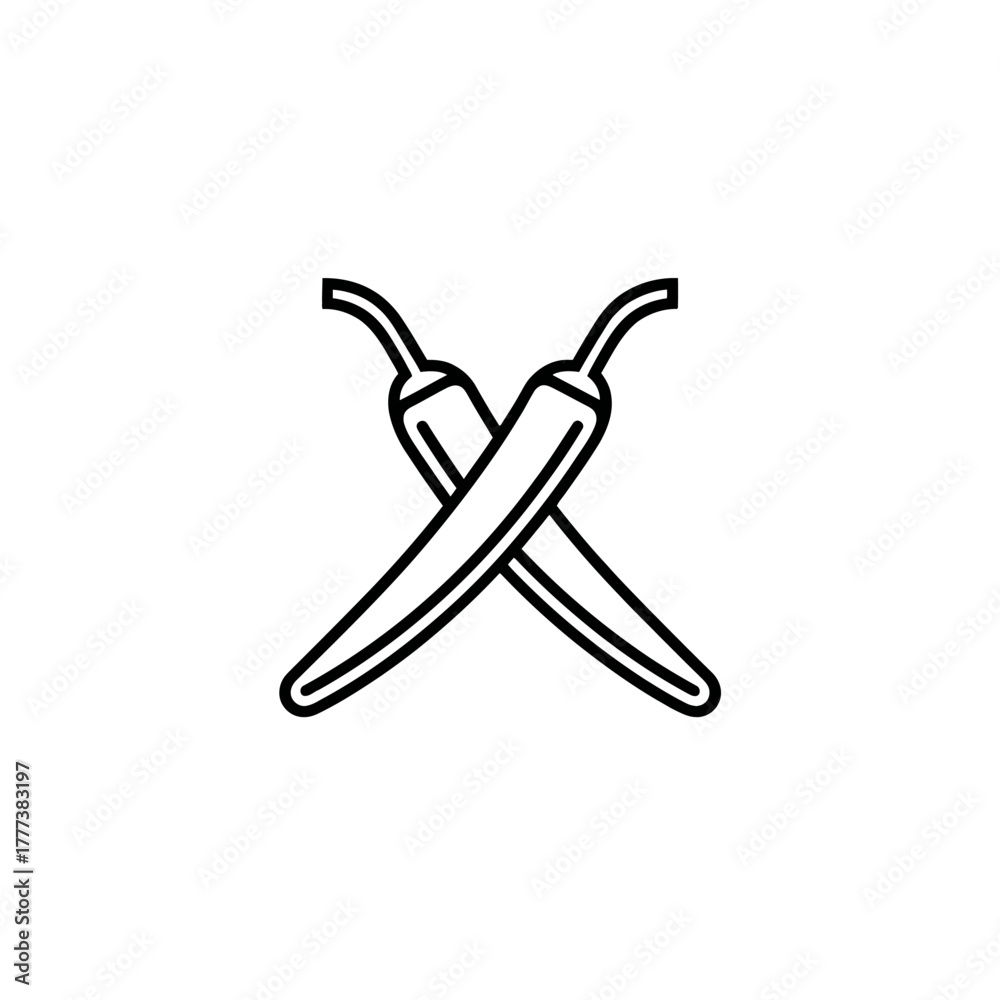 Fototapeta premium Crossed chili peppers icon simple vector illustration of spicy food