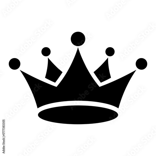 black Crown symbol icon Silhouette vector on white background