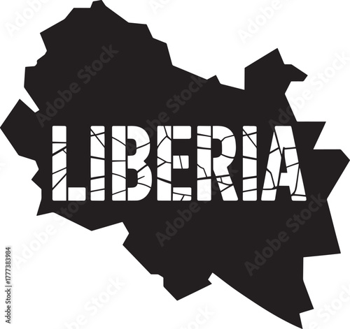 Liberia country map silhouette vector illustration West Africa national border outline