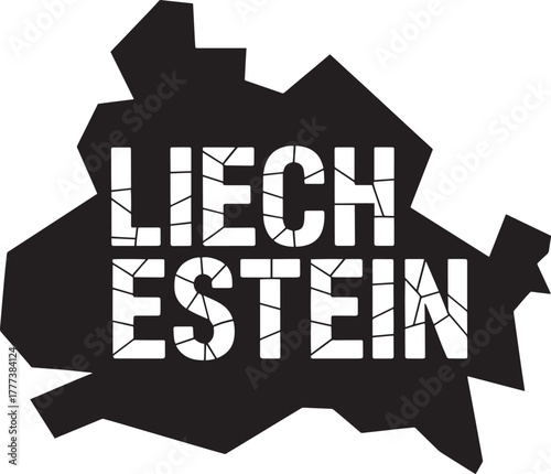 Liechtenstein country map silhouette text grunge effect European nation geographic outline