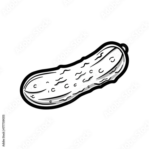 Cartoon pickle illustration on white background with graphic design element