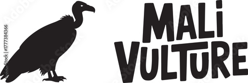 Mali Vulture silhouette vector illustration large bird predatory animal wildlife graphic
