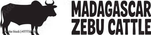 Madagascar Zebu Cattle Large Humped Domesticated Bovine Black Silhouette Vector Graphic