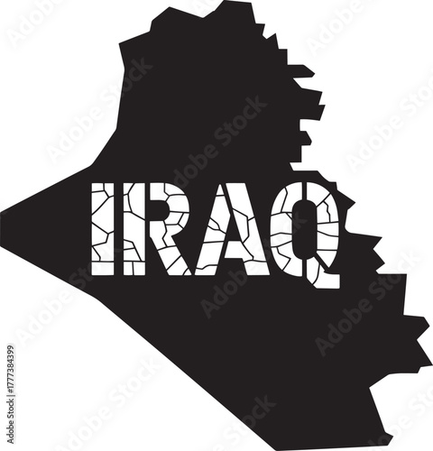 Map of Iraq Middle East nation territory shape black silhouette vector graphic illustration