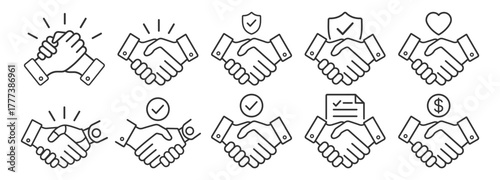 Handshake icon. Business agreement, partnership, friendship and trust concept on transparent background