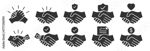 Handshake icon. Business agreement, partnership, friendship and trust concept on transparent background