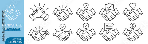 Handshake icon. Business agreement, partnership, friendship and trust concept on transparent background