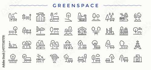 Greenspace simple icon set. Pack of leaf, vegetable, food, fresh, healthy, vegetables and more. Fresh icon set. Icons for website. Editable stroke.