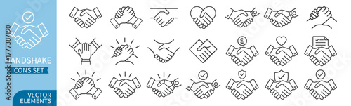 Handshake icon. Business agreement, partnership, friendship and trust concept on transparent background